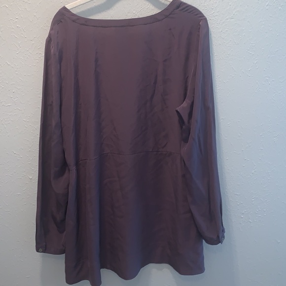 J Jill Aubergine Silk Tunic Top Plum Purple Long Sleeve Women’s Sz Large - Picture 9 of 10